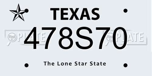 478S70 Texas License Plate