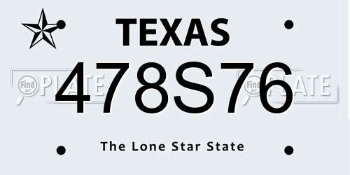 478S76 Texas License Plate