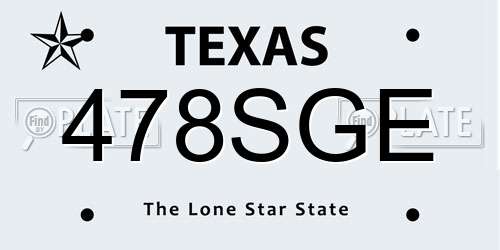 478SGE Texas License Plate