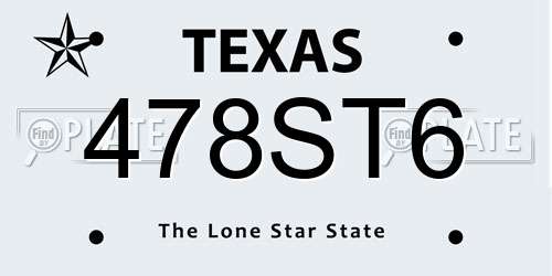 478ST6 Texas License Plate