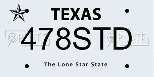 478STD Texas License Plate