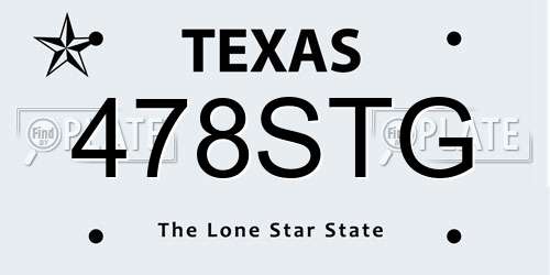 478STG Texas License Plate