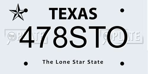478STO Texas License Plate