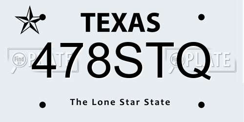 478STQ Texas License Plate