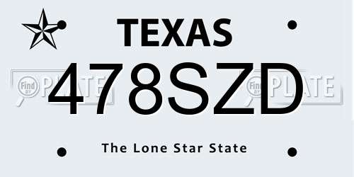 478SZD Texas License Plate