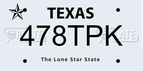 478TPK Texas License Plate