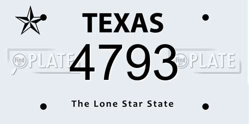 4793 Texas License Plate