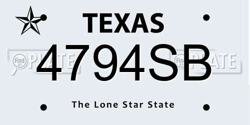 4794SB Texas License Plate