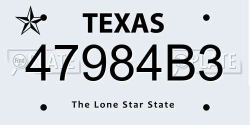 47984B3 Texas License Plate