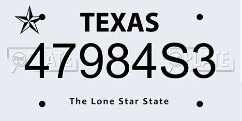 47984S3 Texas License Plate