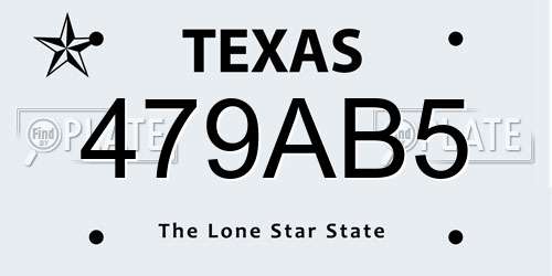 479AB5 Texas License Plate