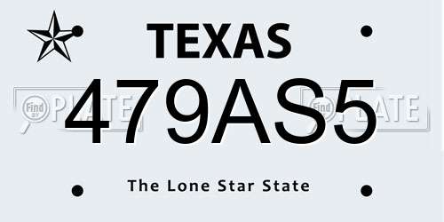 479AS5 Texas License Plate
