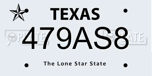 479AS8 Texas License Plate
