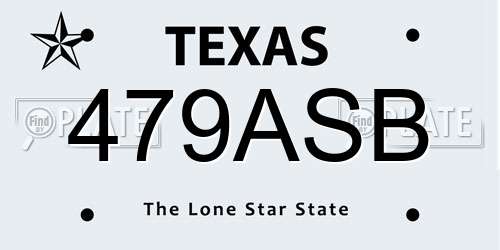 479ASB Texas License Plate