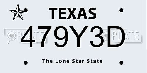 479Y3D Texas License Plate