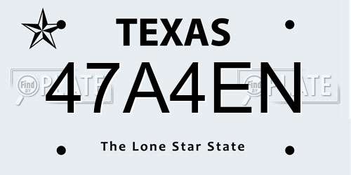 47A4EN Texas License Plate