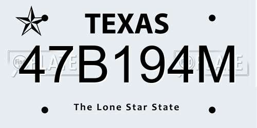 47B194M Texas License Plate