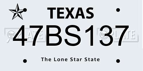 47BS137 Texas License Plate
