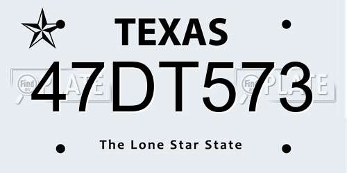 47DT573 Texas License Plate