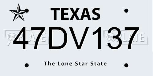 47DV137 Texas License Plate