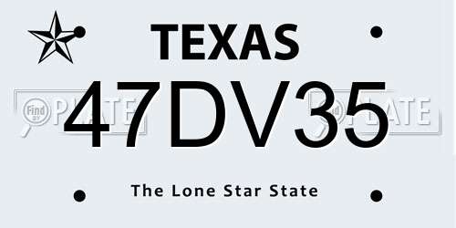 47DV35 Texas License Plate