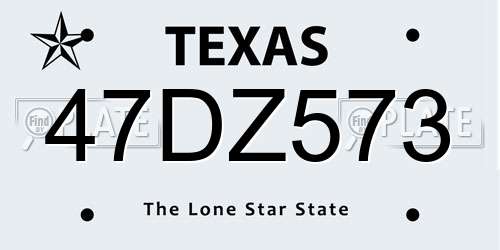 47DZ573 Texas License Plate