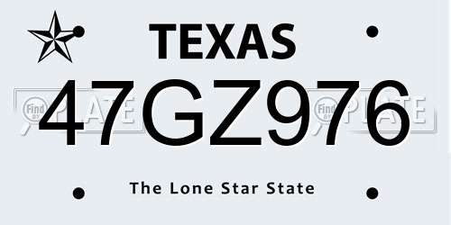 47GZ976 Texas License Plate