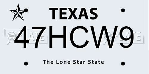47HCW9 Texas License Plate