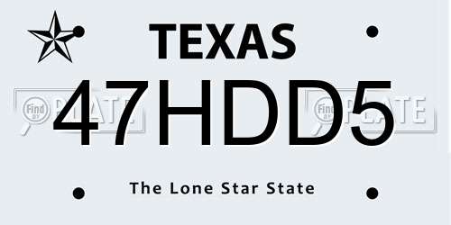 47HDD5 Texas License Plate