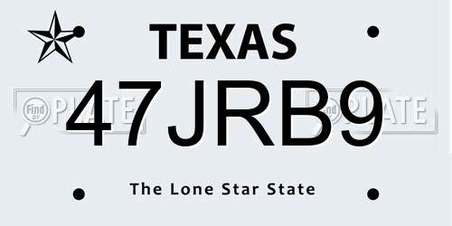 47JRB9 Texas License Plate