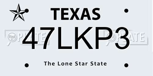 47LKP3 Texas License Plate