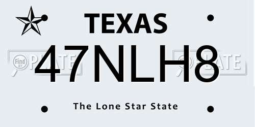 47NLH8 Texas License Plate