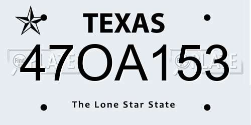 47OA153 Texas License Plate