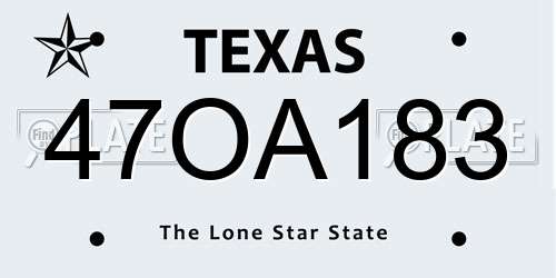 47OA183 Texas License Plate