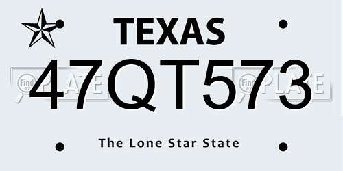 47QT573 Texas License Plate