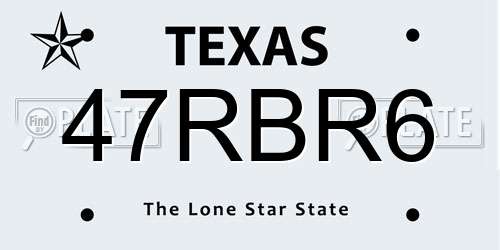 47RBR6 Texas License Plate