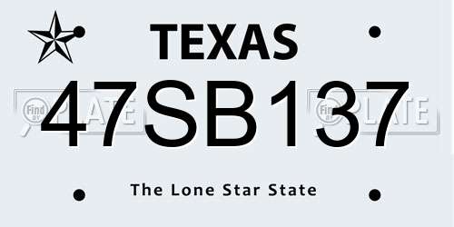47SB137 Texas License Plate
