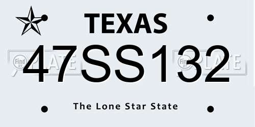47SS132 Texas License Plate