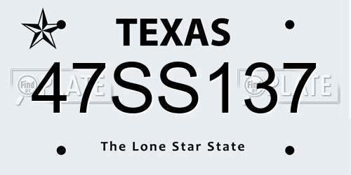 47SS137 Texas License Plate