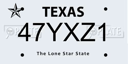 47YXZ1 Texas License Plate