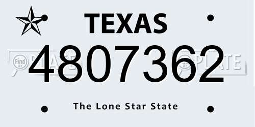 4807362 Texas License Plate