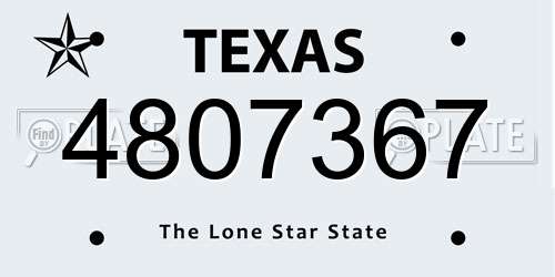 4807367 Texas License Plate