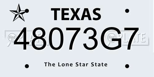 48073G7 Texas License Plate