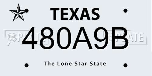480A9B Texas License Plate