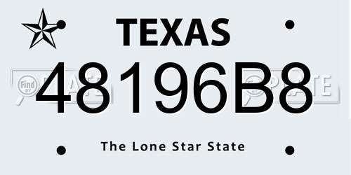 48196B8 Texas License Plate