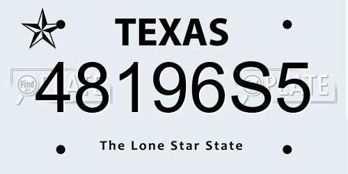 48196S5 Texas License Plate
