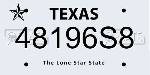 48196S8 Texas License Plate