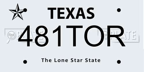 481TOR Texas License Plate