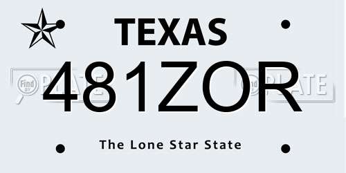 481ZOR Texas License Plate