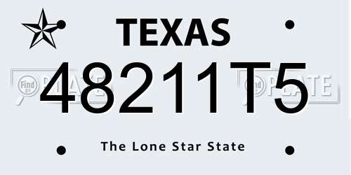 48211T5 Texas License Plate